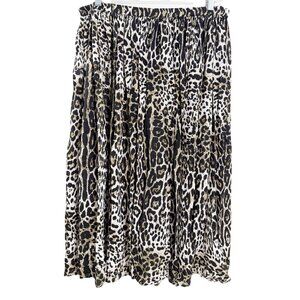 Life Style Woman 2X Leopard Animal Print Elastic Waist Maxi Skirt 33" L Plus EUC